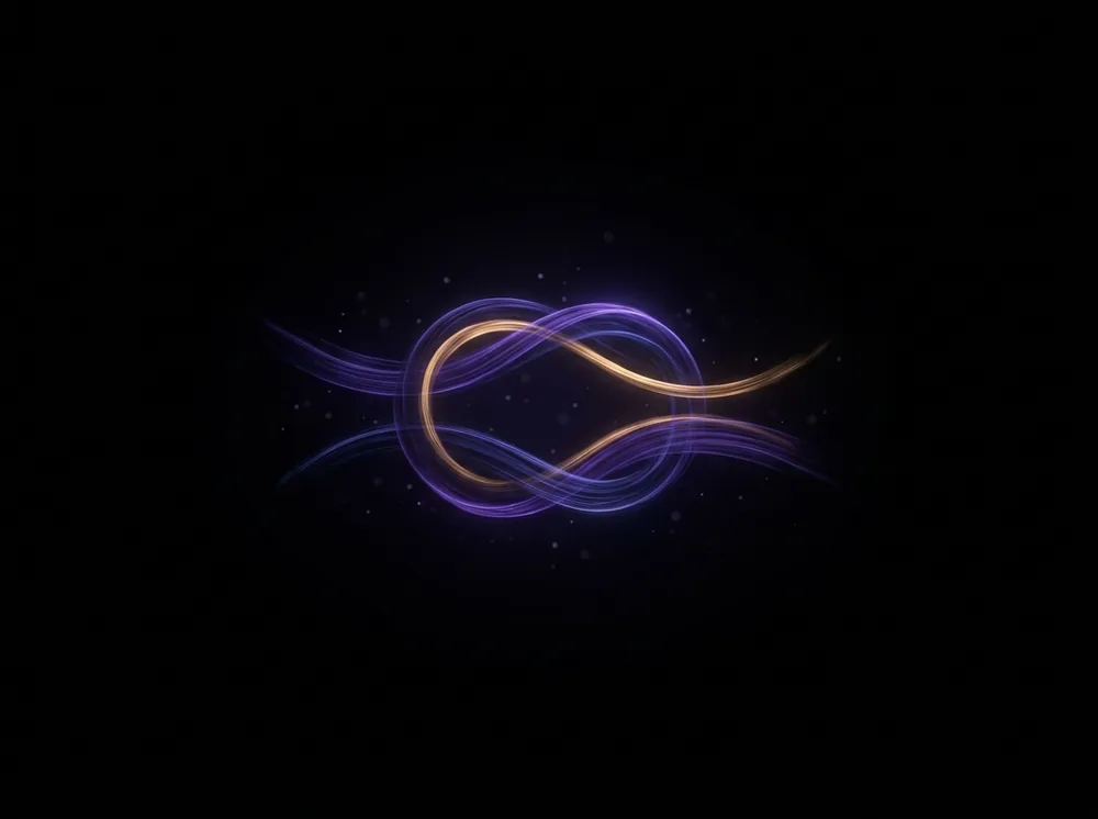 Two ribbons of warm light tied into a single knot